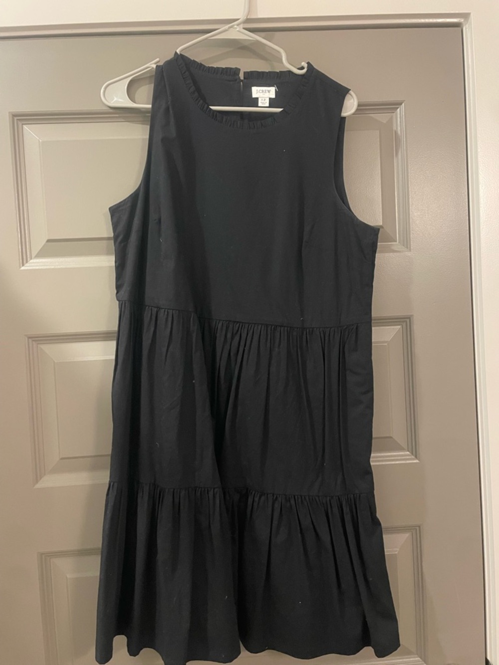 J. Crew Navy Ruffle-Trim Sleeveless Dress